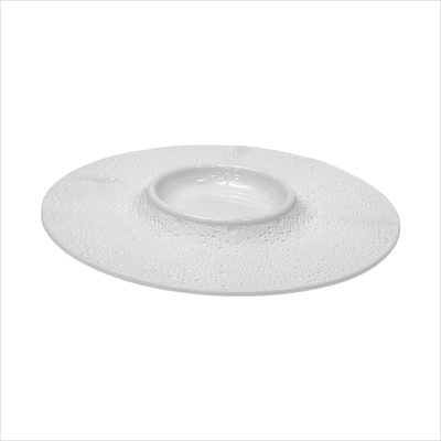 MOON_ - Platte - flach Vulkan - 27 cm - rund - weiss_side